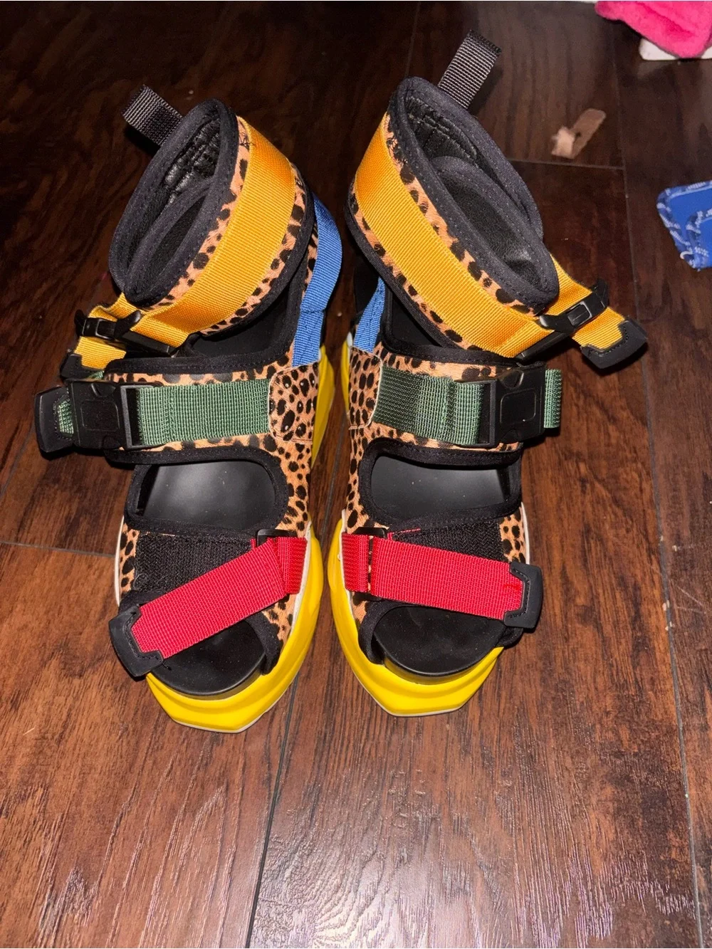 Kids Multicolor Leopard Print Platform Sandals